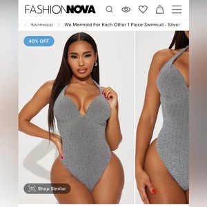 Silver sparkle one piece halter bathing suit brand new